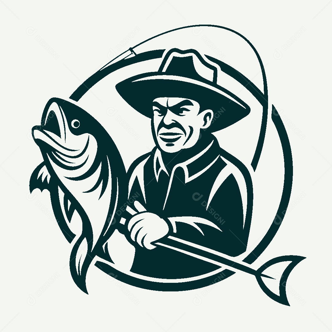 Modelo de Logo de Pescador Vetor EPS