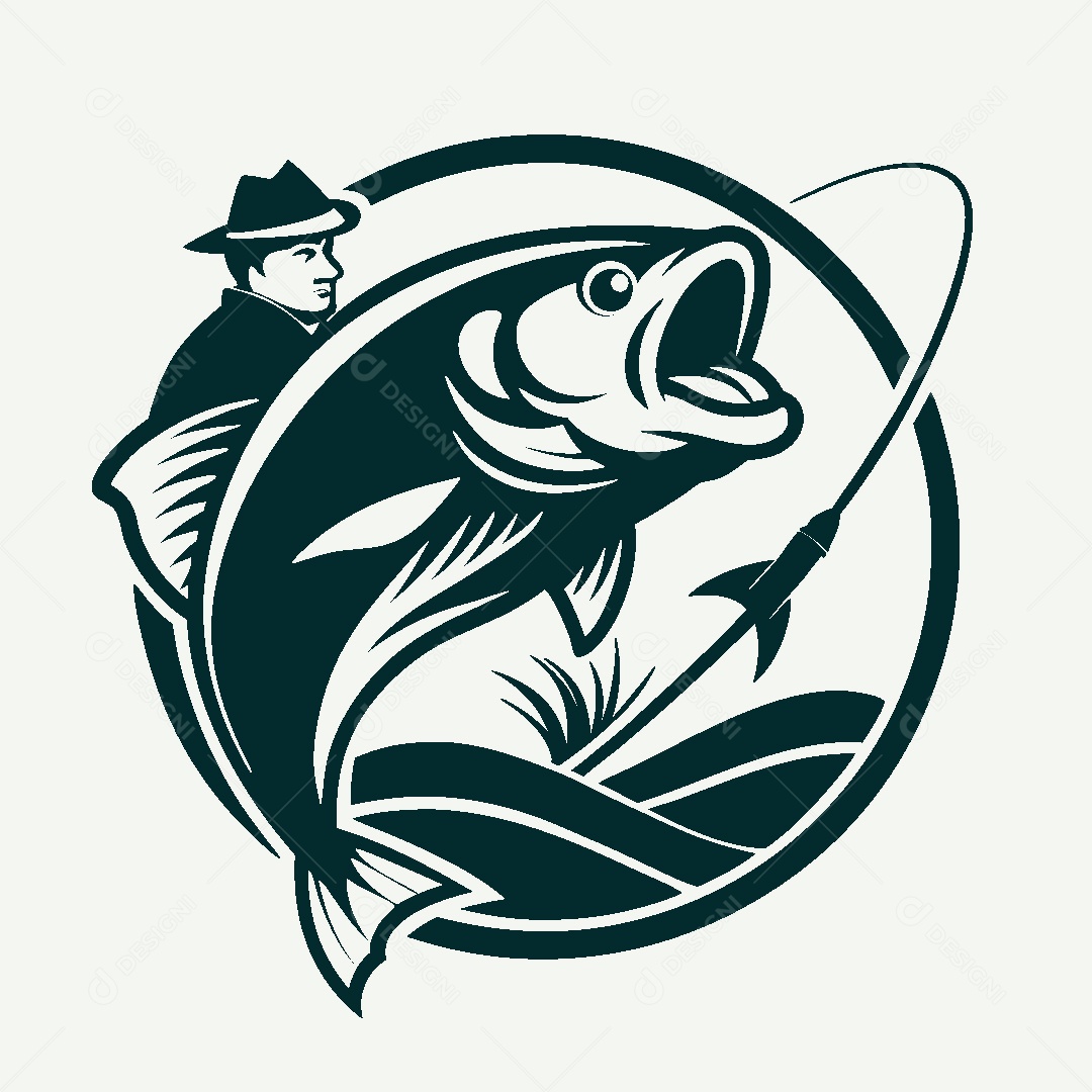 Modelo de Logo de Pescador Vetor EPS