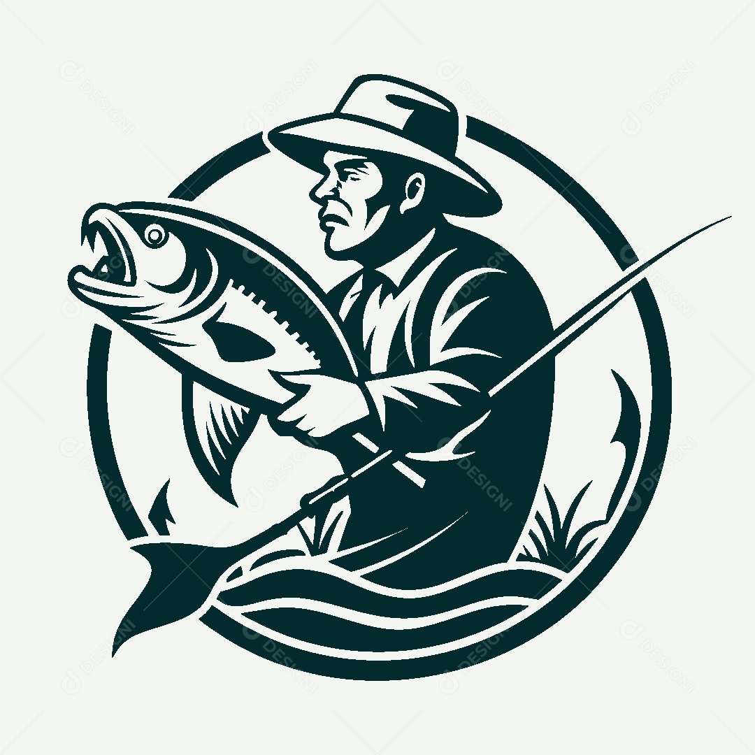 Modelo de Logo de Pescador Vetor EPS