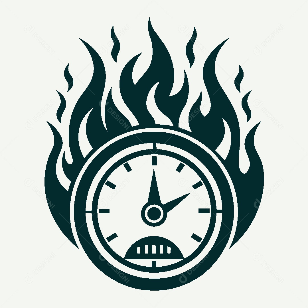 Modelo de Logo de Relógio em Chamas Vetor EPS