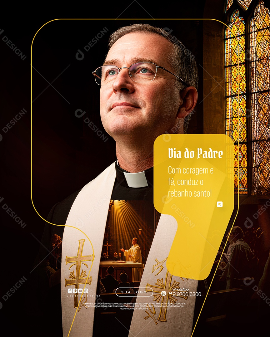 Dia do Padre 04 de Agosto Social Media PSD Editável