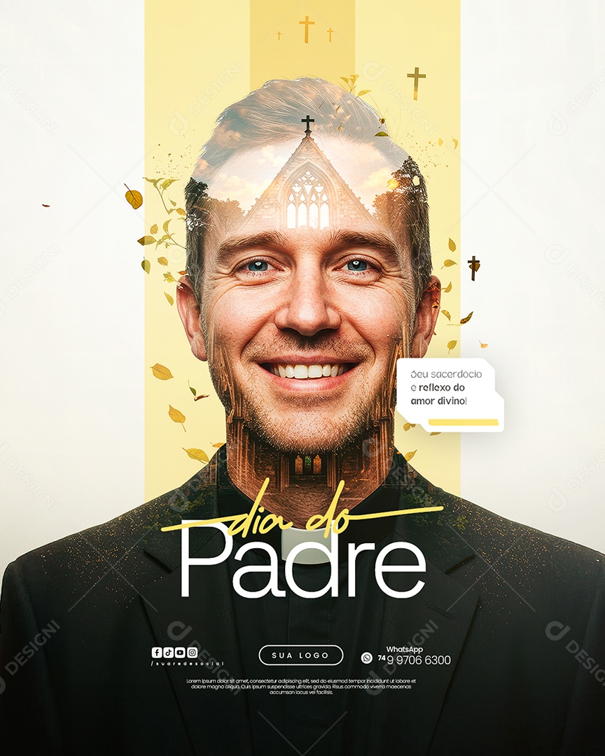 Dia do Padre 04 de Agosto Reflexo do Amor Divino Social Media PSD Editável