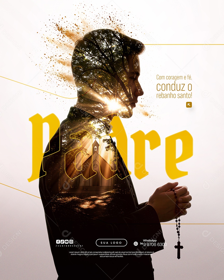 Dia do Padre 04 de Agosto Social Media PSD Editável