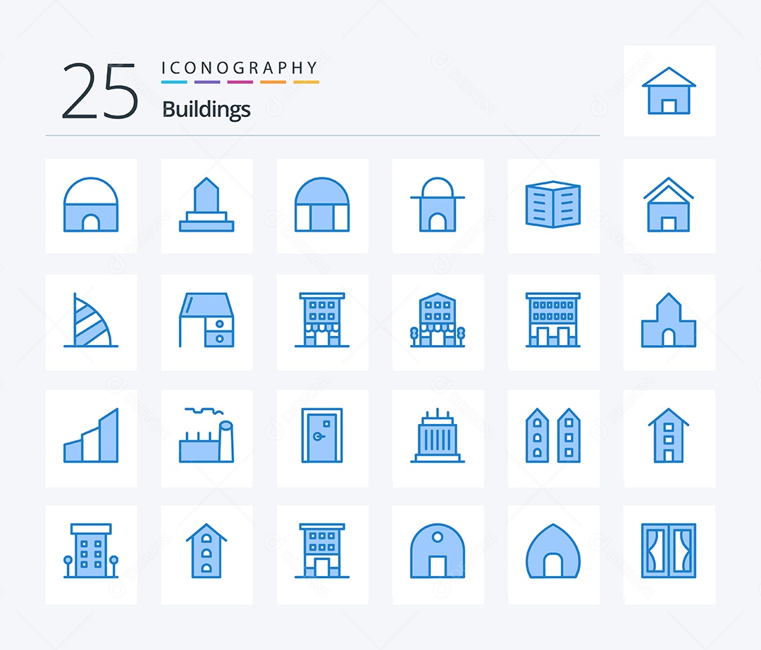 Conjunto de Ícones de Edifícios Modernos Ilustração Vetor EPS