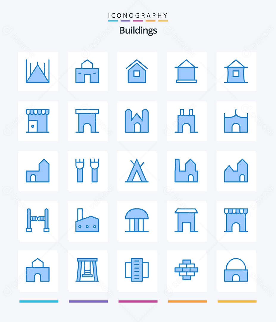 Conjunto de Ícones de Edifícios Modernos Ilustração Vetor EPS