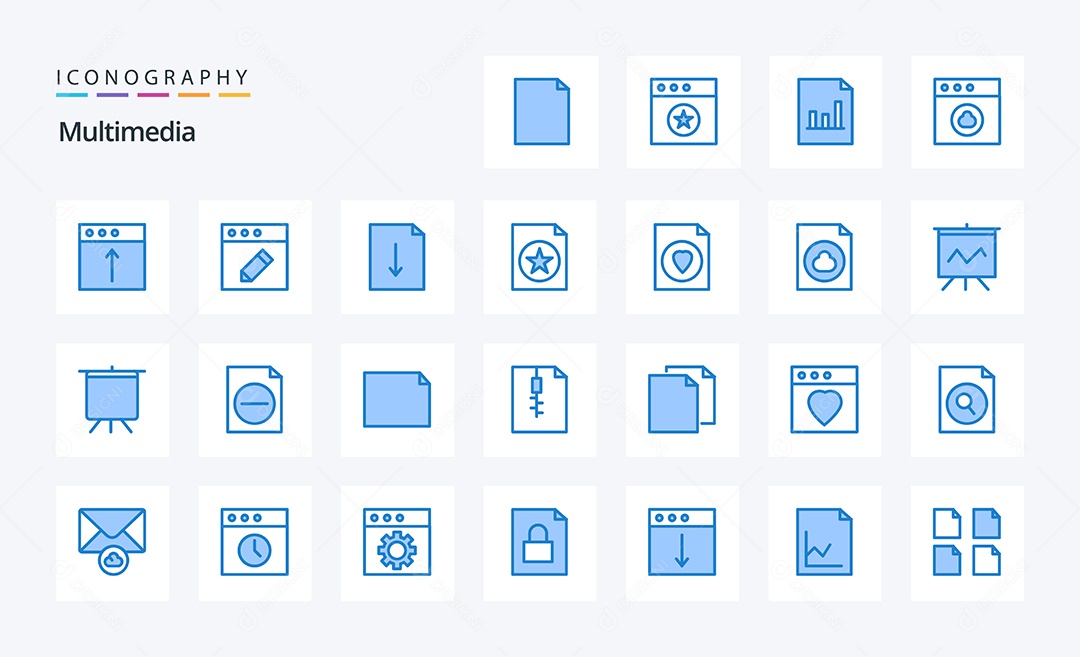 Conjunto de Ícones de Multimídia Ilustração Vetor EPS