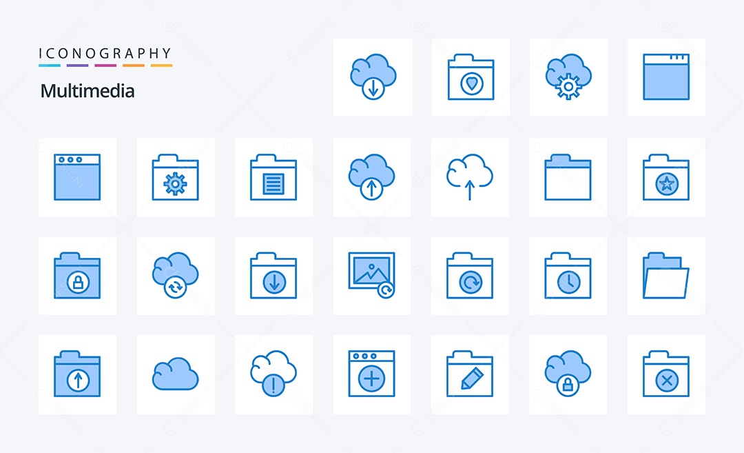 Conjunto de Ícones de Multimídia Ilustração Vetor EPS