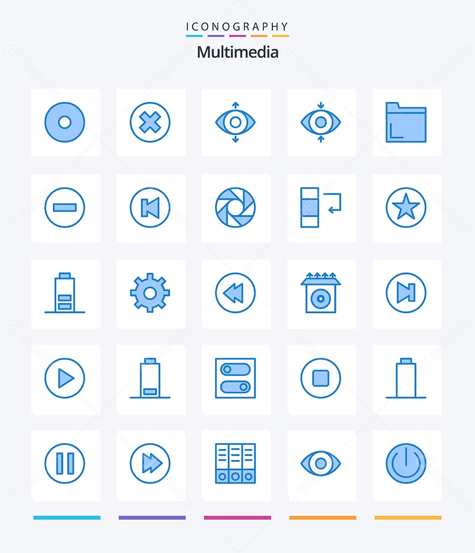 Conjunto de Ícones de Multimídia Ilustração Vetor EPS
