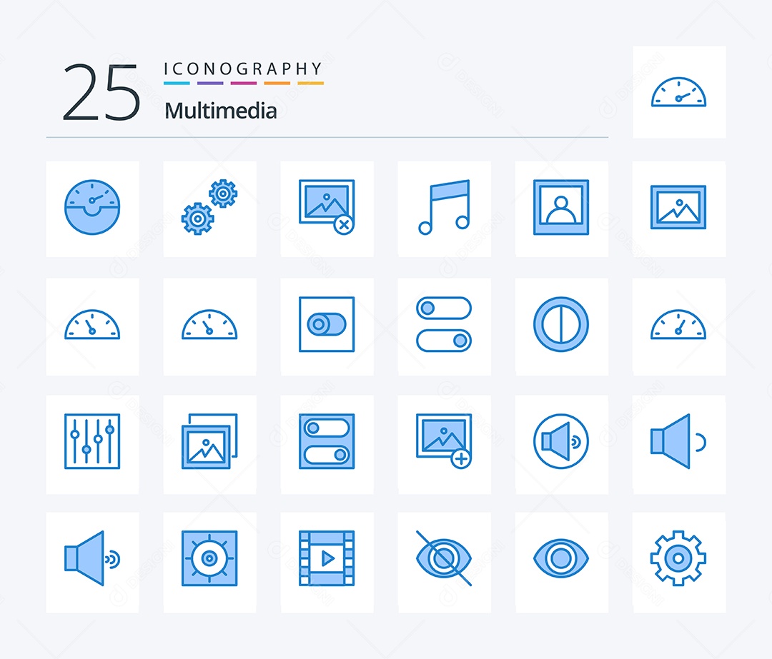 Conjunto de Ícones de Multimídia Ilustração Vetor EPS