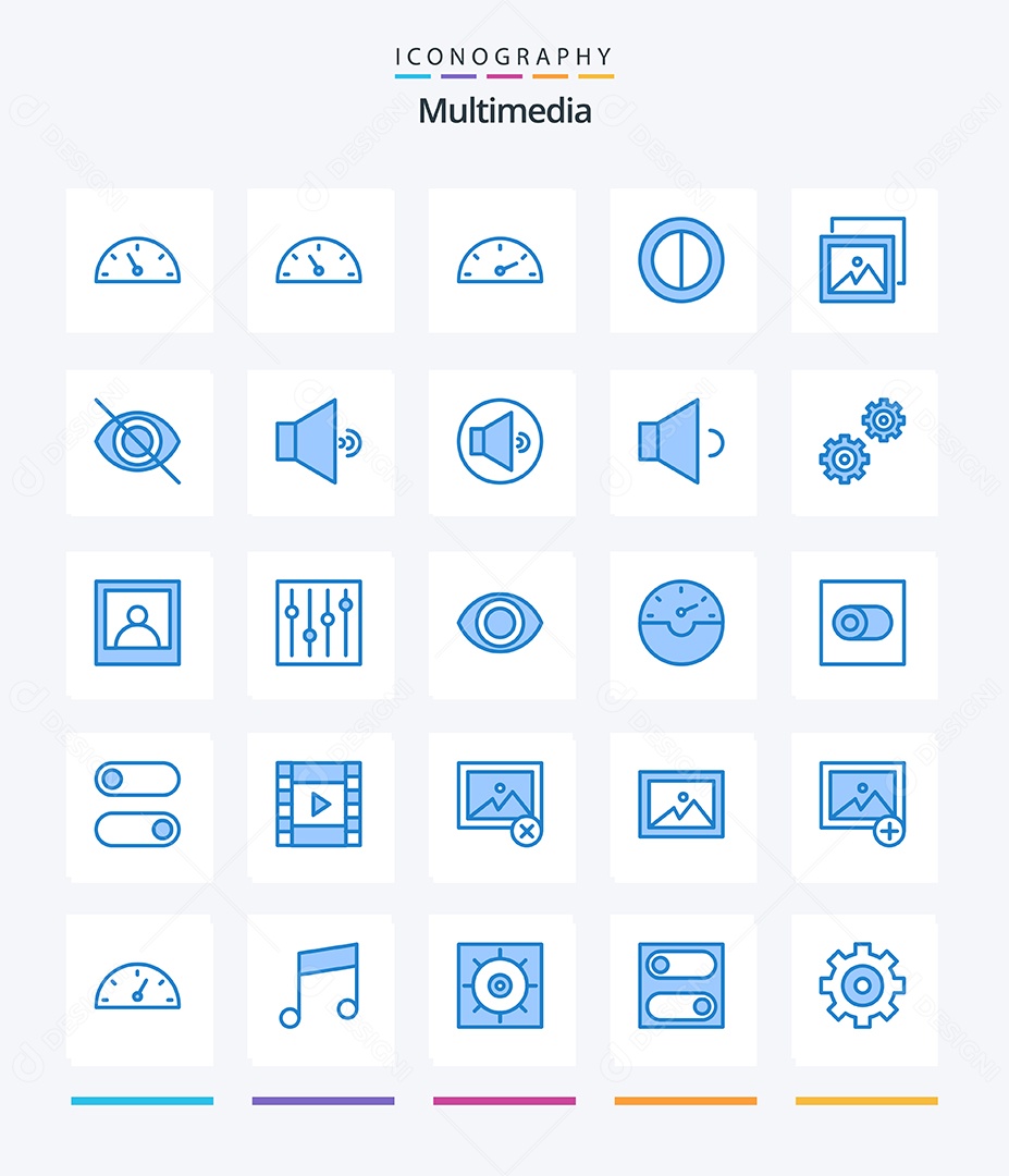 Conjunto de Ícones de Multimídia Ilustração Vetor EPS