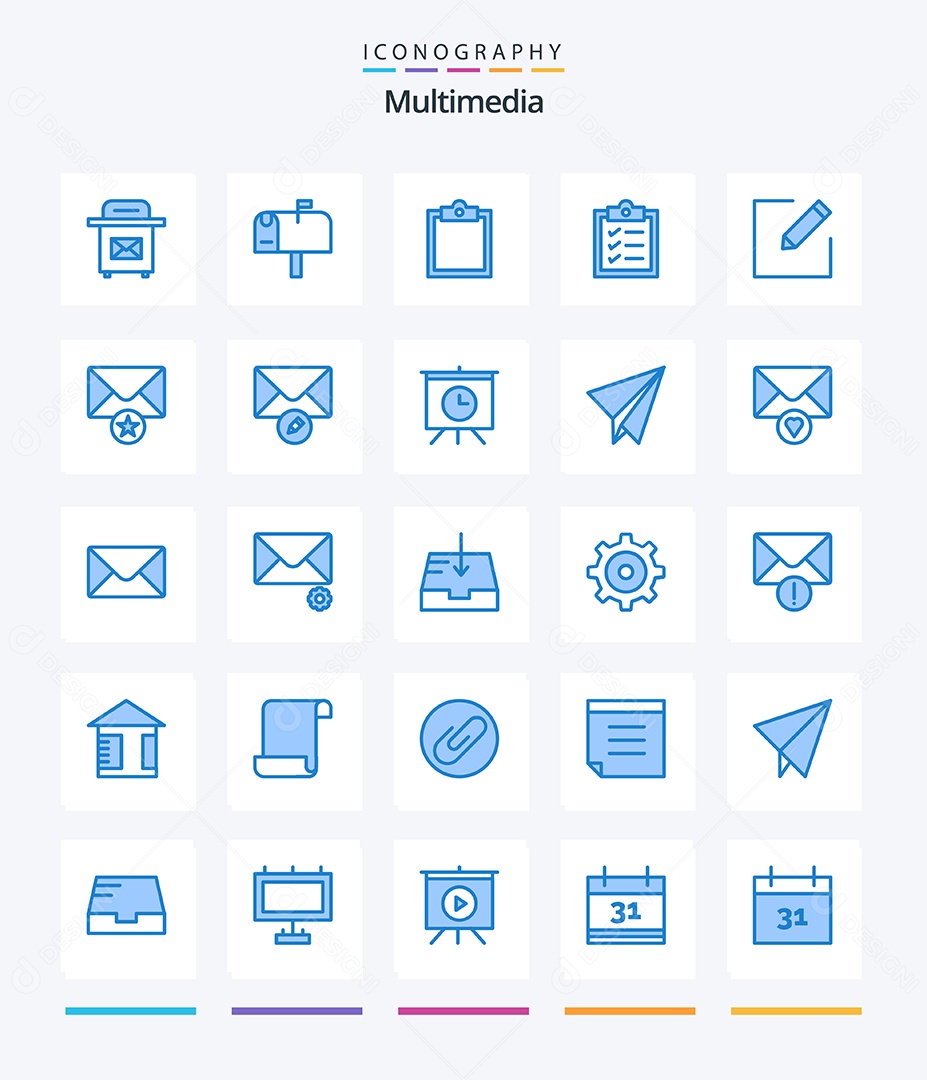 Conjunto de Ícones de Multimídia Ilustração Vetor EPS