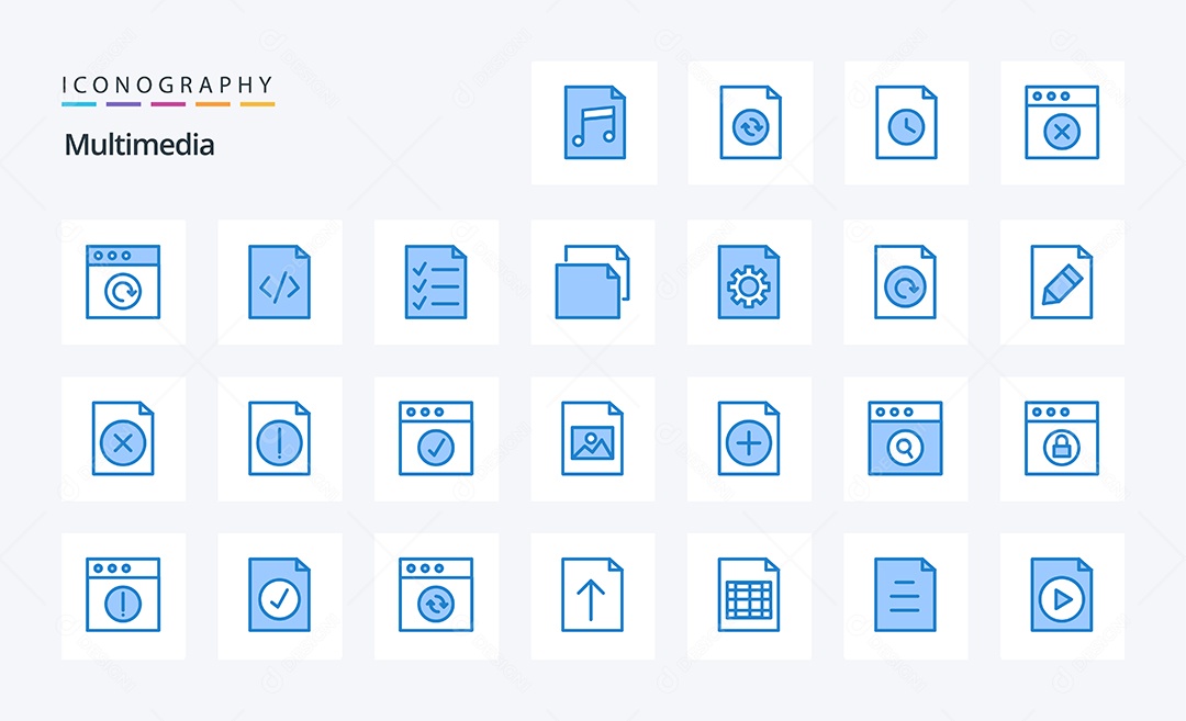 Conjunto de Ícones de Multimídia Ilustração Vetor EPS