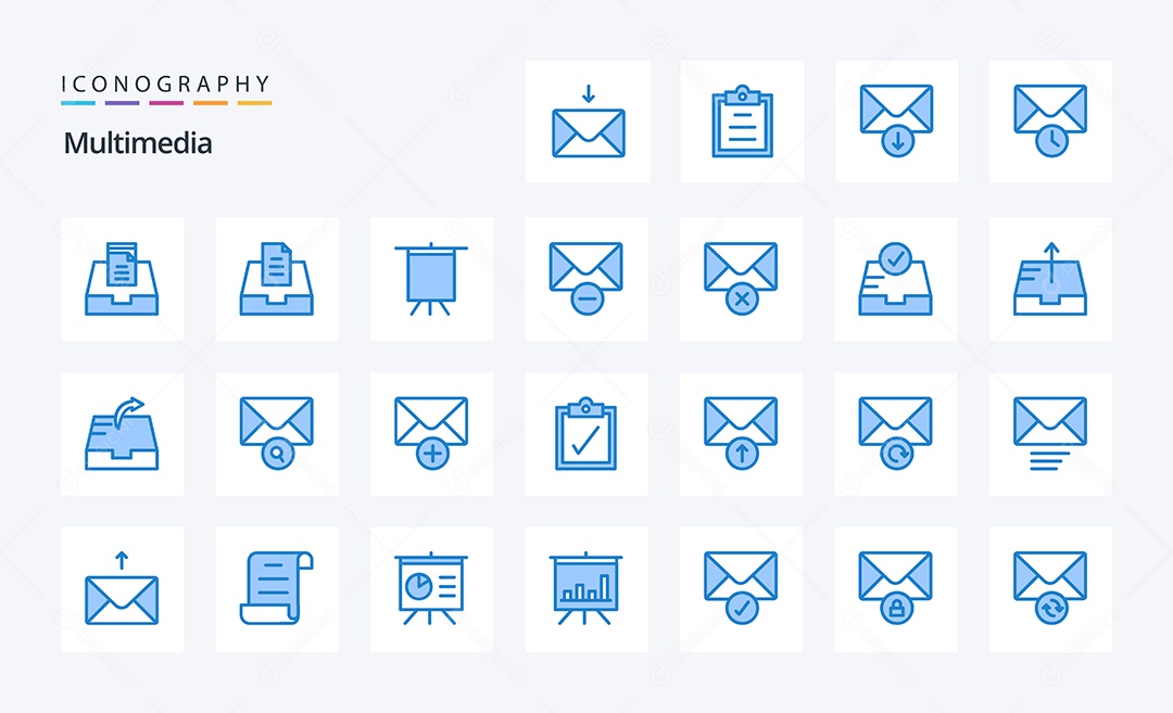 Conjunto de Ícones de Multimídia Ilustração Vetor EPS