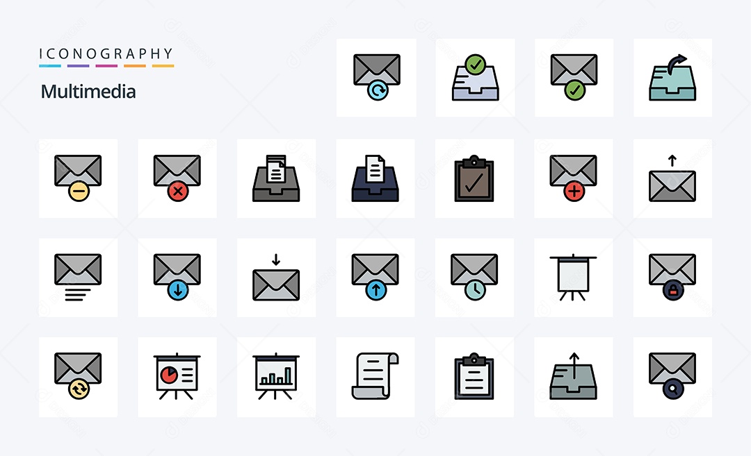 Conjunto de Ícones de Multimídia Ilustração Vetor EPS