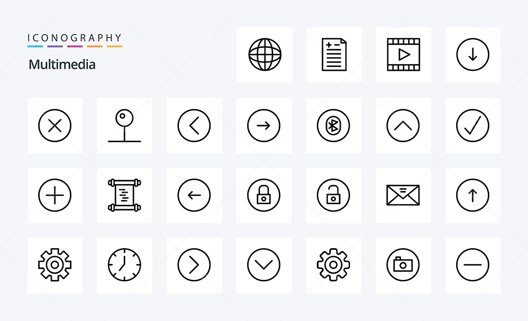 Conjunto de Ícones de Multimídia Ilustração Vetor EPS