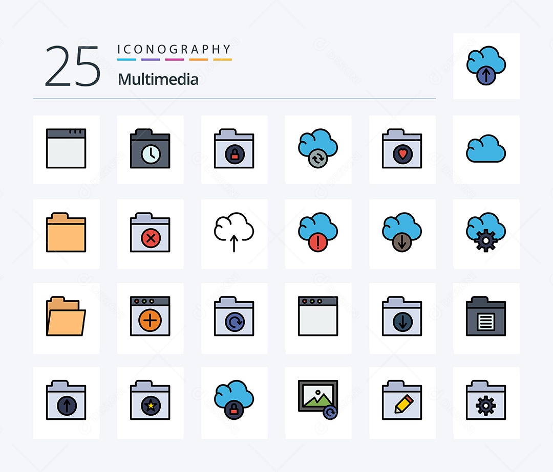 Conjunto de Ícones de Multimídia Ilustração Vetor EPS