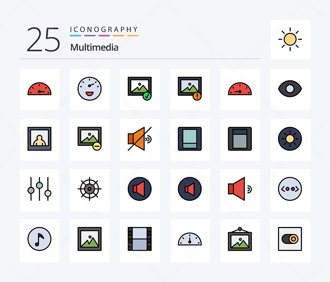 Conjunto de Ícones de Multimídia Ilustração Vetor EPS
