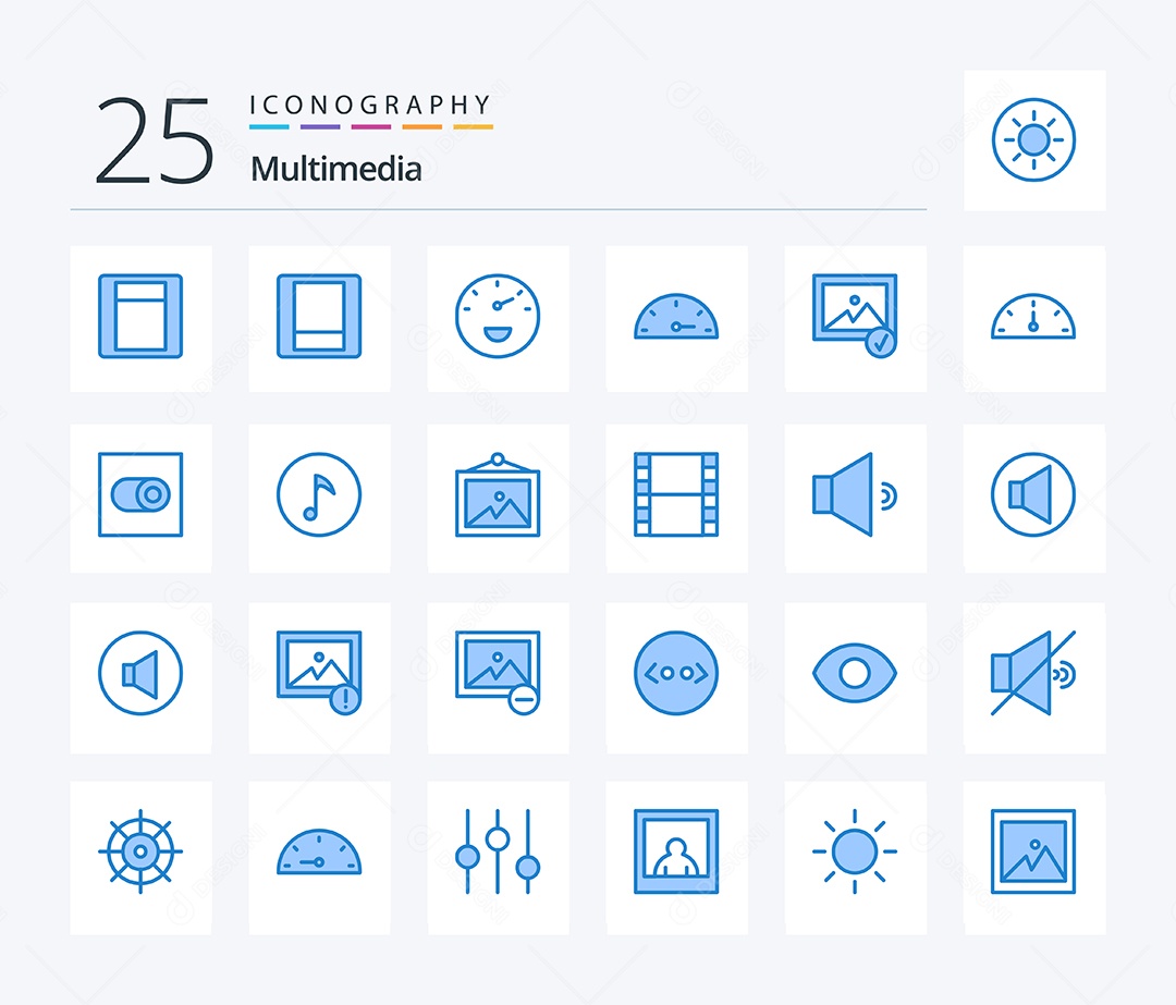 Conjunto de Ícones de Multimídia Ilustração Vetor EPS