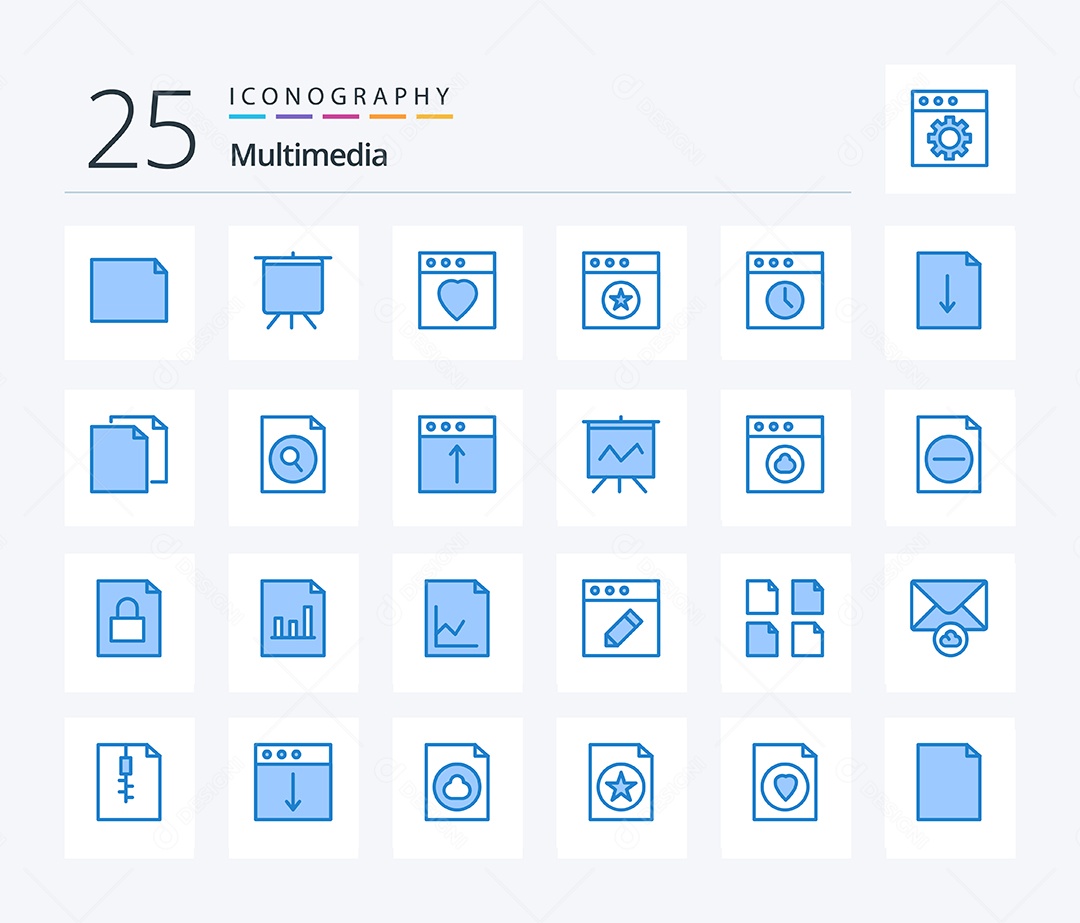 Conjunto de Ícones de Multimídia Ilustração Vetor EPS
