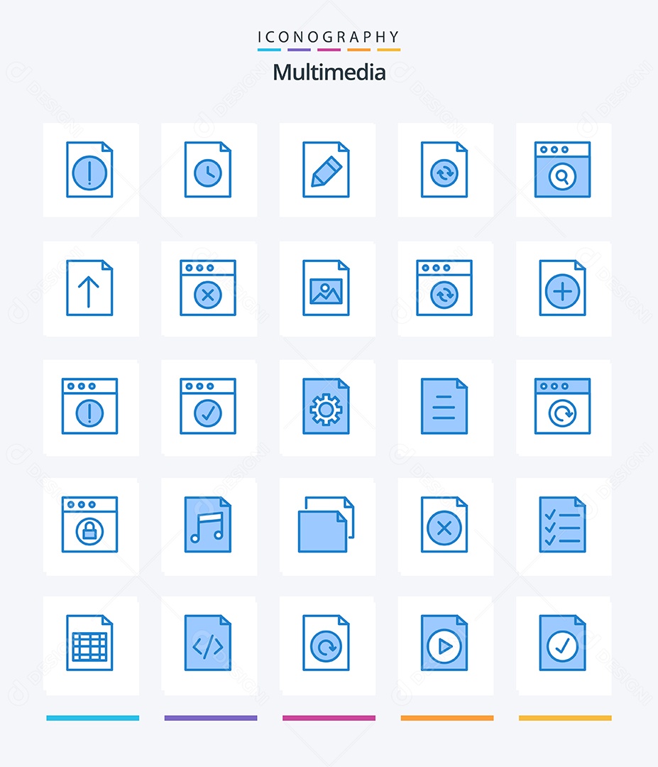 Conjunto de Ícones de Multimídia Ilustração Vetor EPS