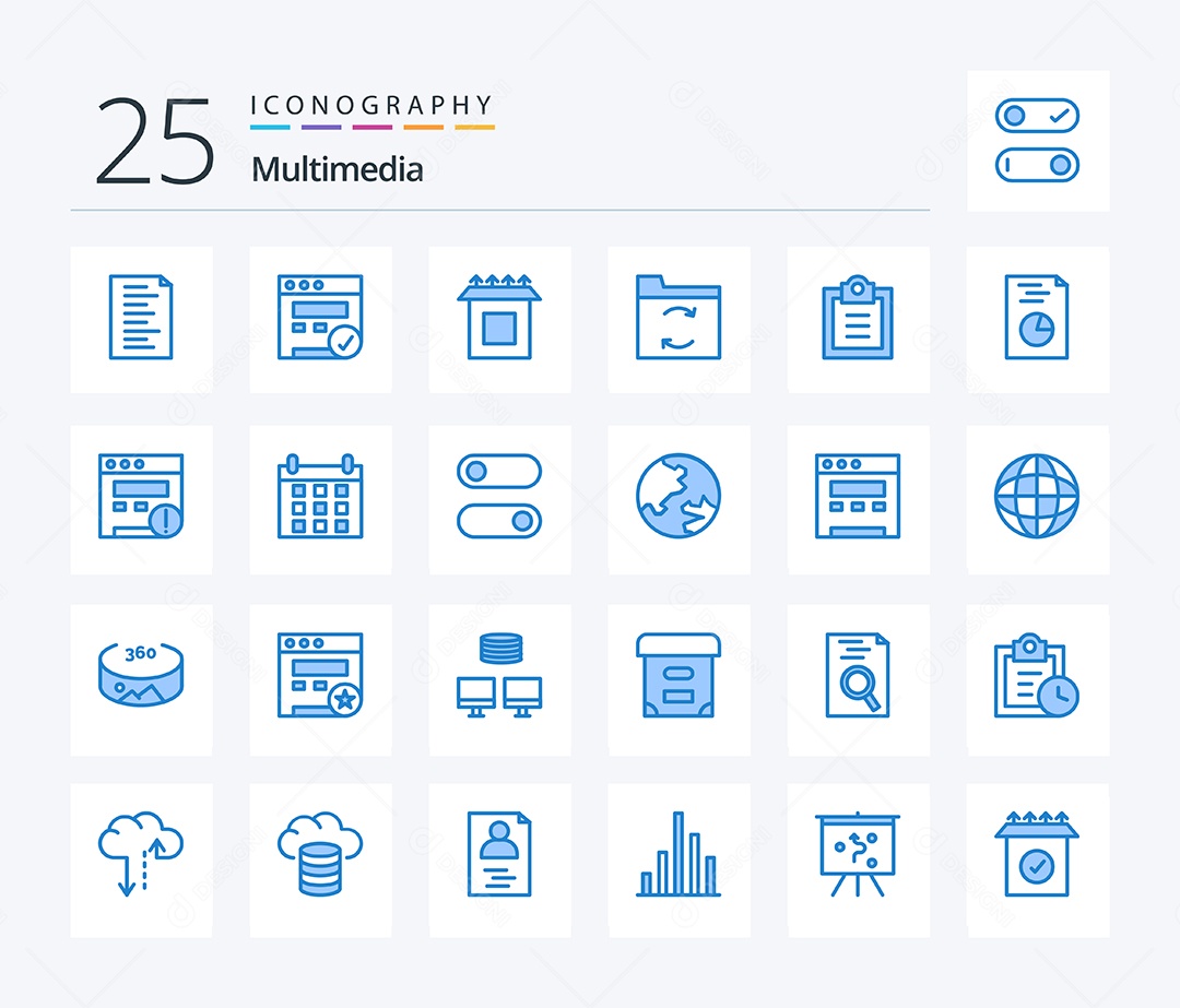 Conjunto de Ícones de Multimídia Ilustração Vetor EPS