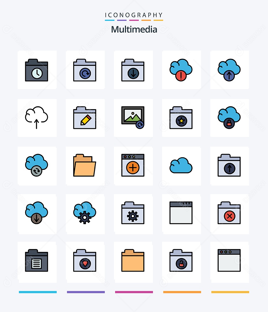 Conjunto de Ícones de Multimídia Ilustração Vetor EPS