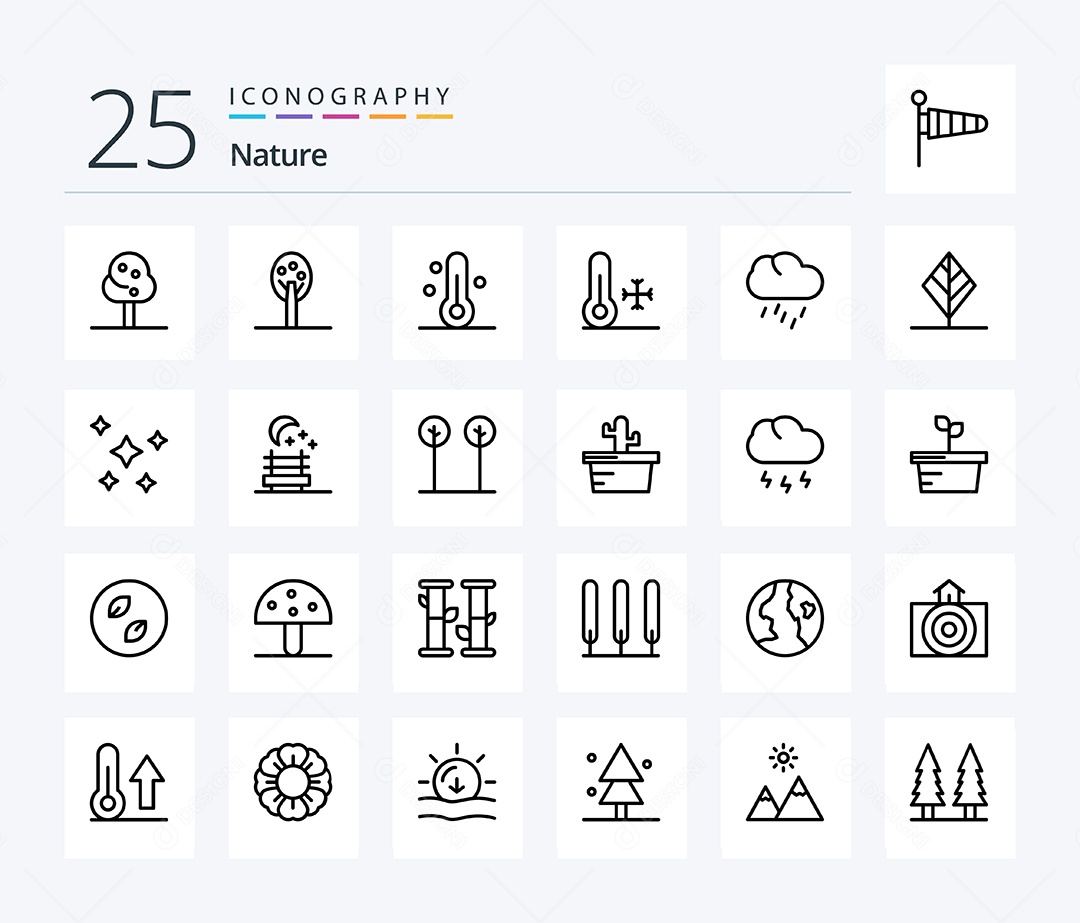 Conjunto de Ícones da Natureza Ilustração Vetor EPS