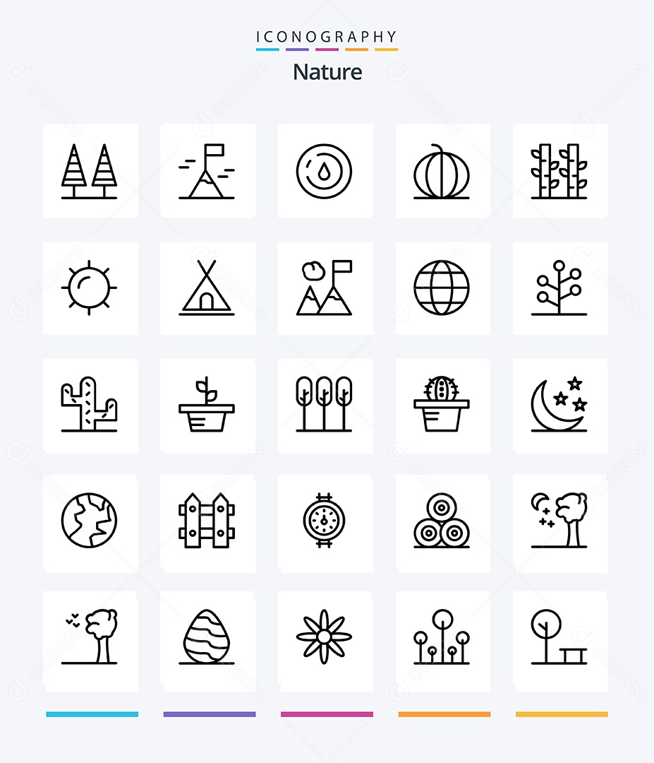 Conjunto de Ícones da Natureza Ilustração Vetor EPS