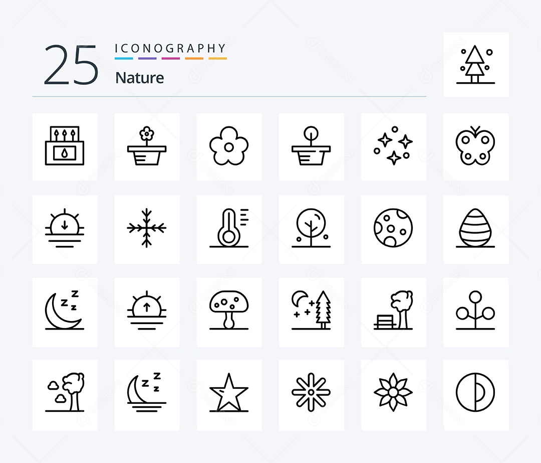 Conjunto de Ícones da Natureza Ilustração Vetor EPS