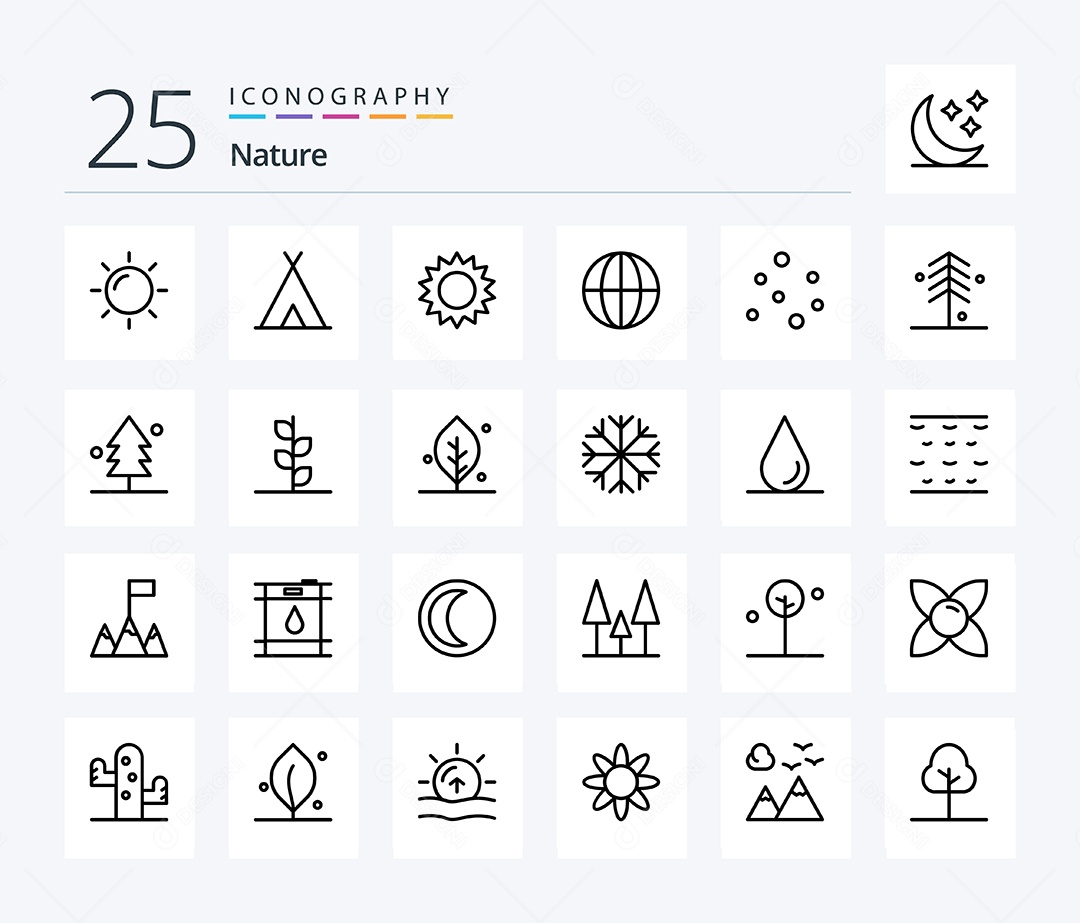 Conjunto de Ícones da Natureza Ilustração Vetor EPS