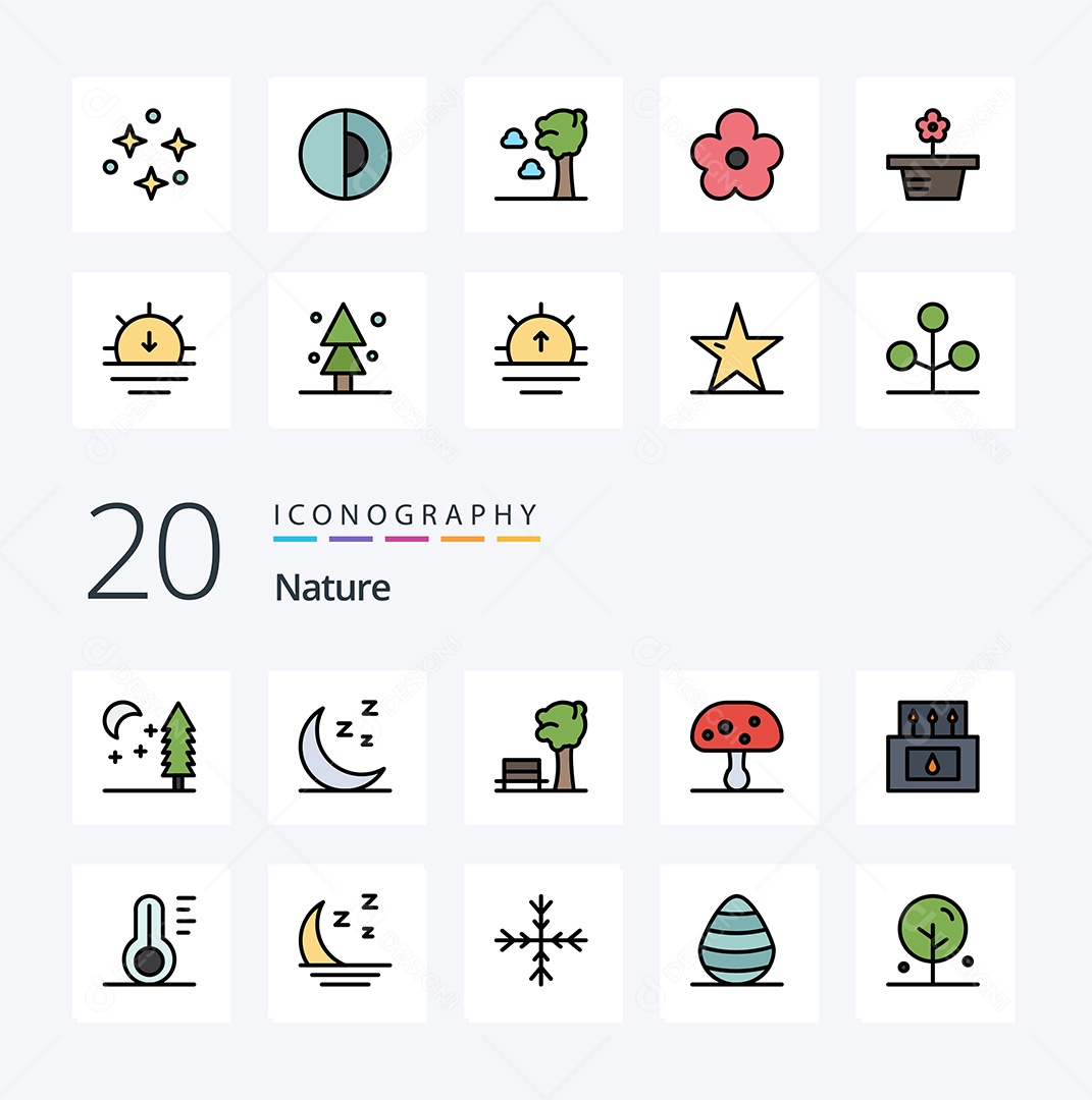 Conjunto de Ícones da Natureza Ilustração Vetor EPS