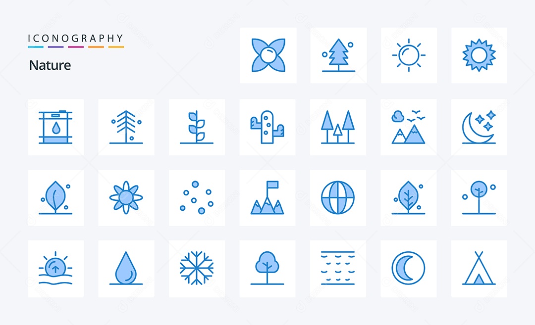 Conjunto de Ícones da Natureza Ilustração Vetor EPS