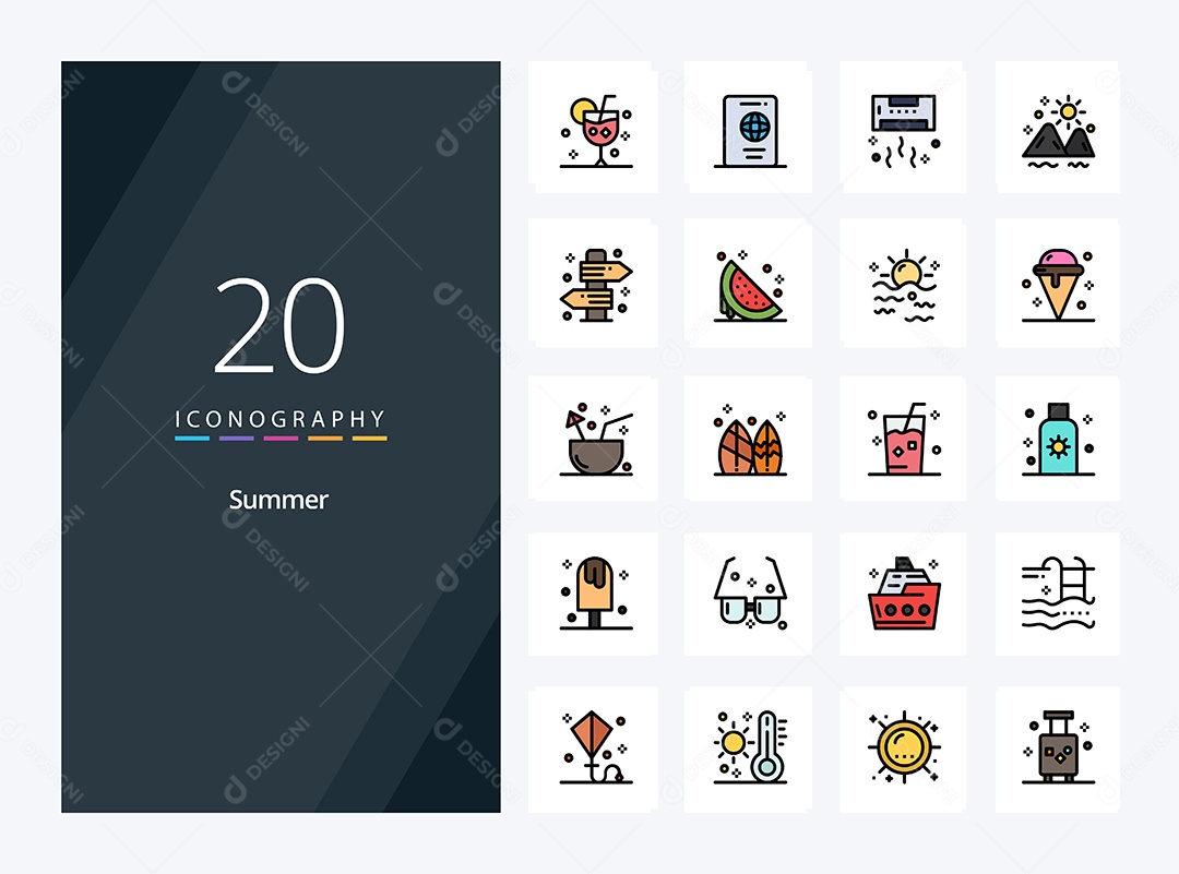 Conjunto de Ícones de Verão Ilustração Vetor EPS