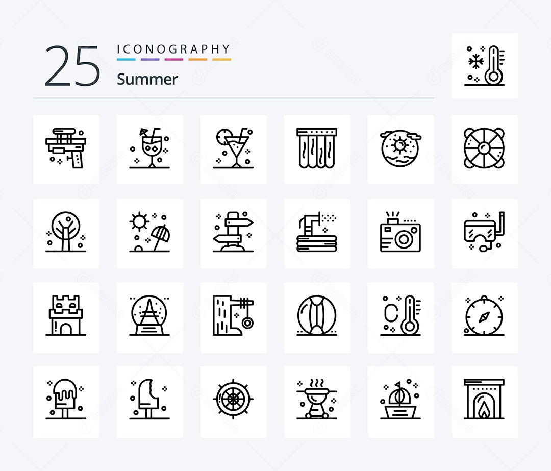 Conjunto de Ícones de Verão Ilustração Vetor EPS