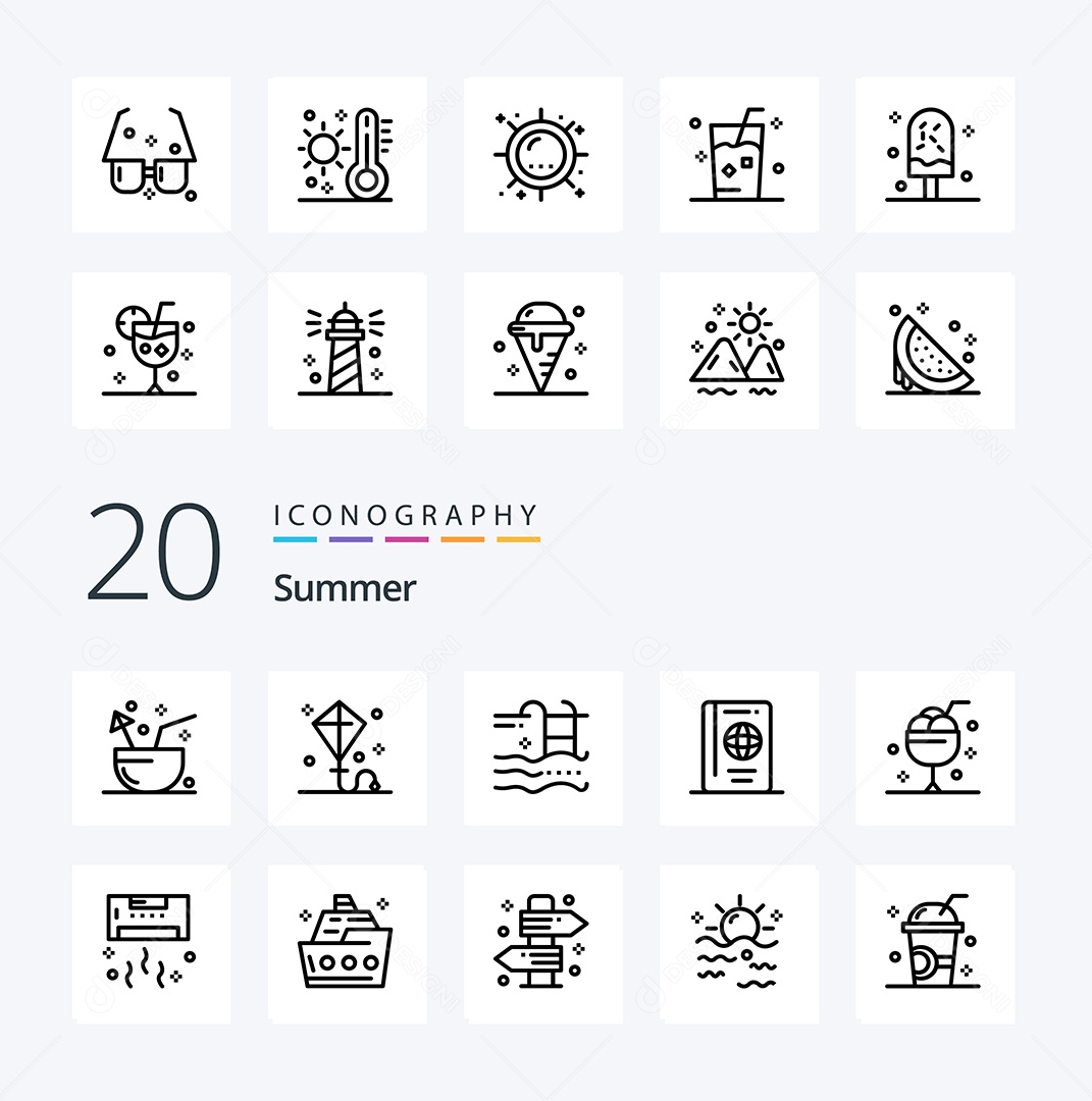 Conjunto de Ícones de Verão Ilustração Vetor EPS