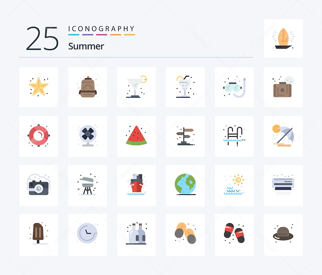 Conjunto de Ícones de Verão Ilustração Vetor EPS