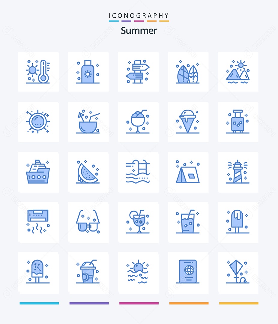 Conjunto de Ícones de Verão Ilustração Vetor EPS