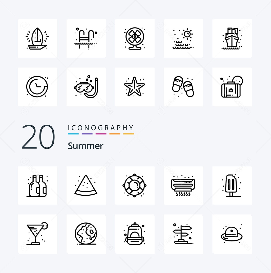 Conjunto de Ícones de Verão Ilustração Vetor EPS