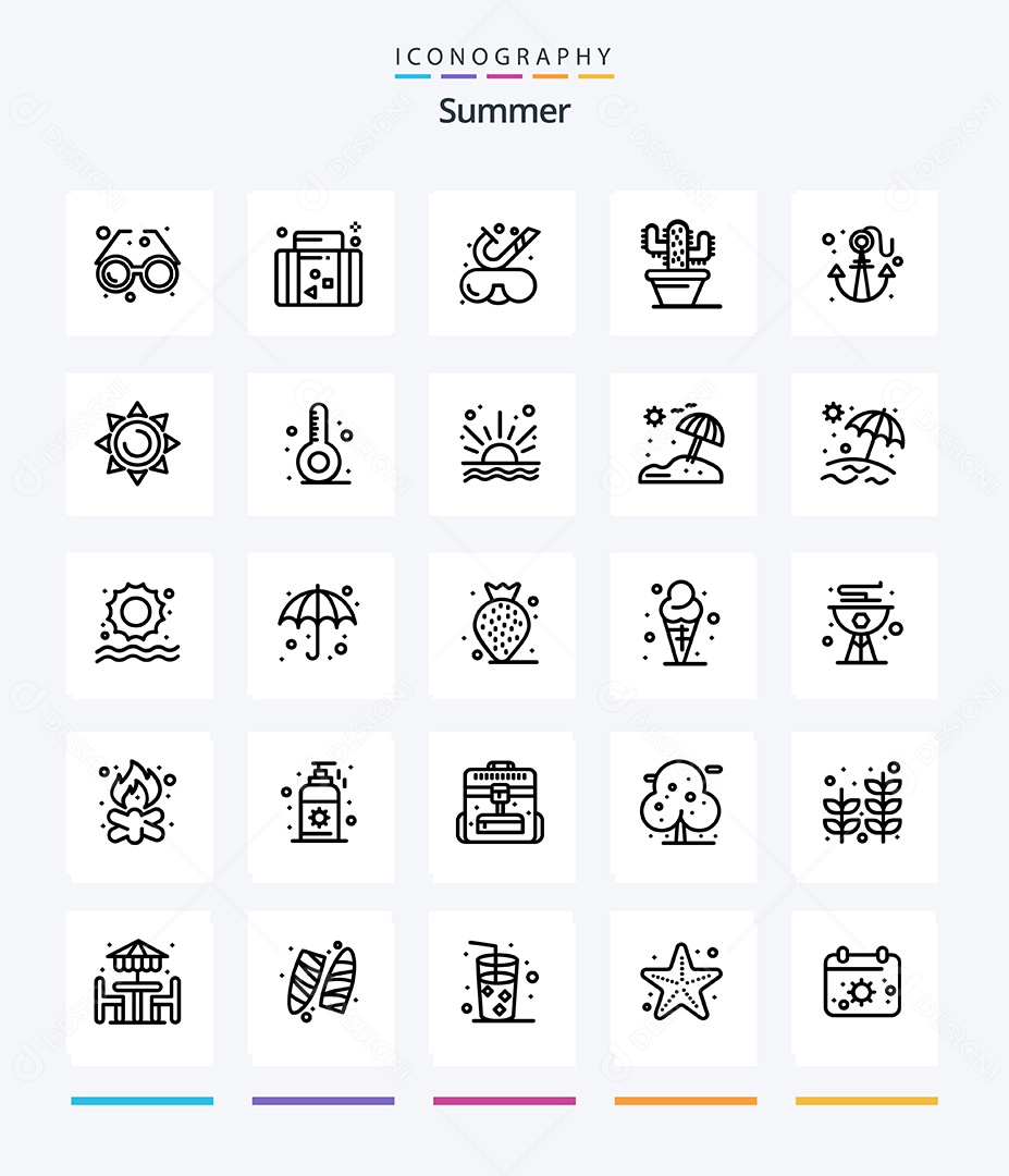 Conjunto de Ícones de Verão Ilustração Vetor EPS