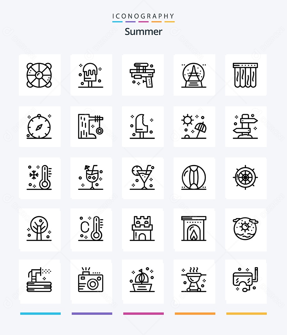 Conjunto de Ícones de Verão Ilustração Vetor EPS