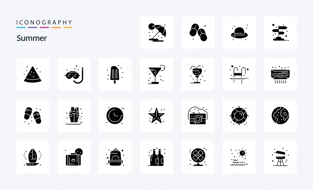 Conjunto de Ícones de Verão Ilustração Vetor EPS