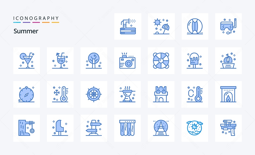 Conjunto de Ícones de Verão Ilustração Vetor EPS