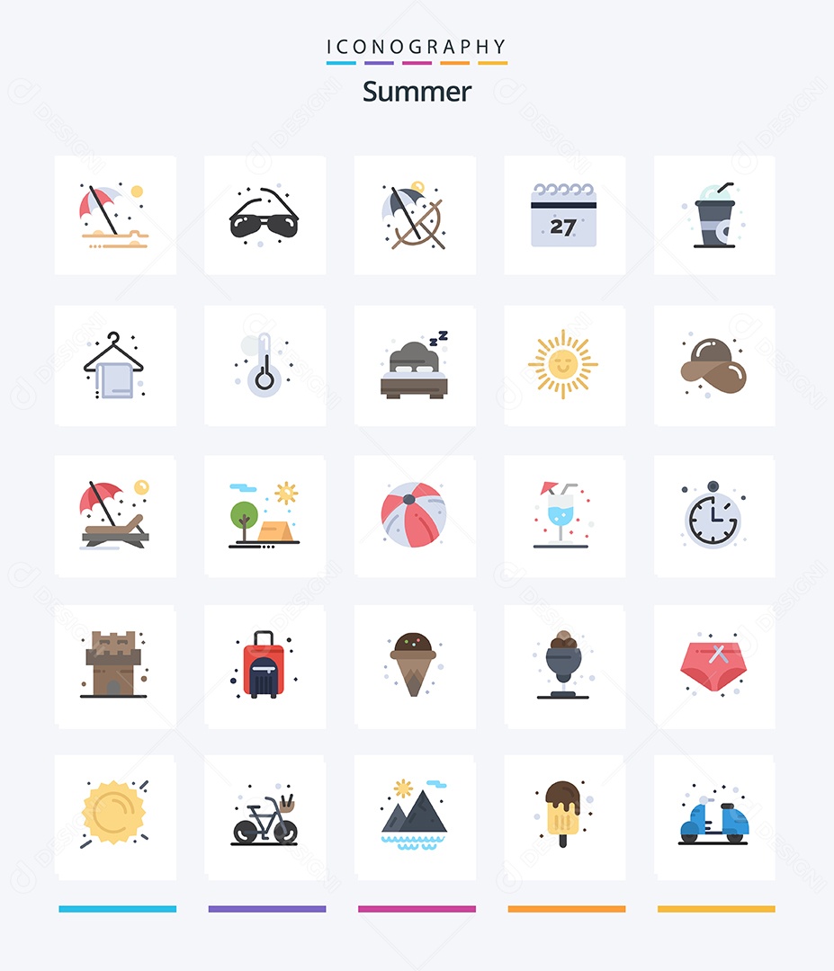 Conjunto de Ícones de Verão Ilustração Vetor EPS