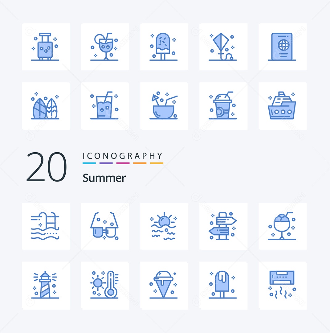 Conjunto de Ícones de Verão Ilustração Vetor EPS