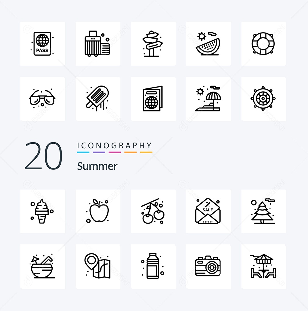 Conjunto de Ícones de Verão Ilustração Vetor EPS