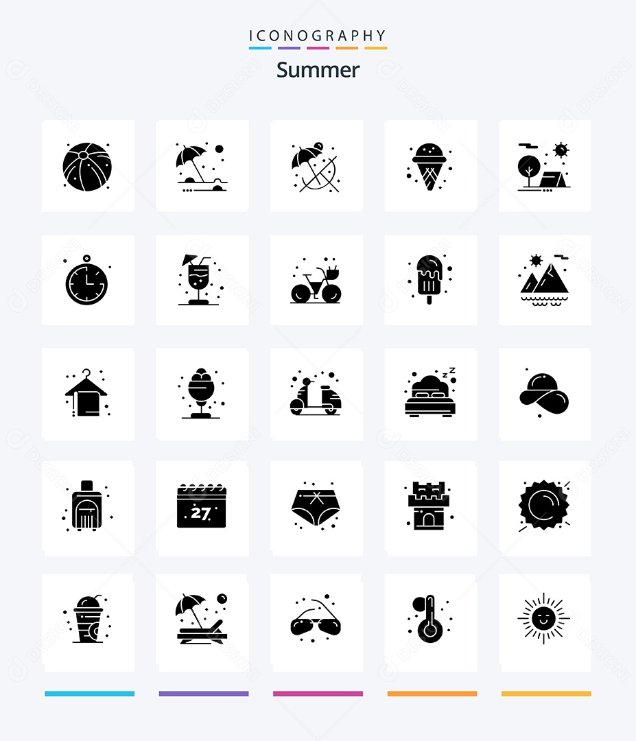 Conjunto de Ícones de Verão Ilustração Vetor EPS