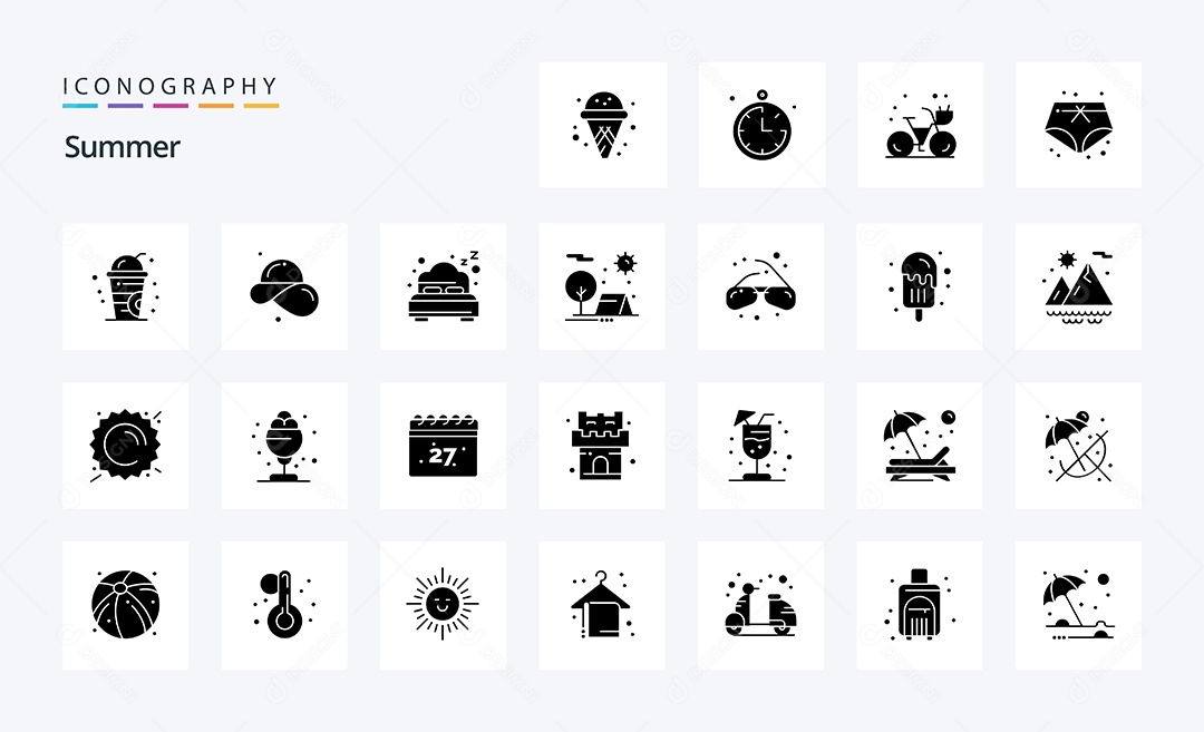 Conjunto de Ícones de Verão Ilustração Vetor EPS