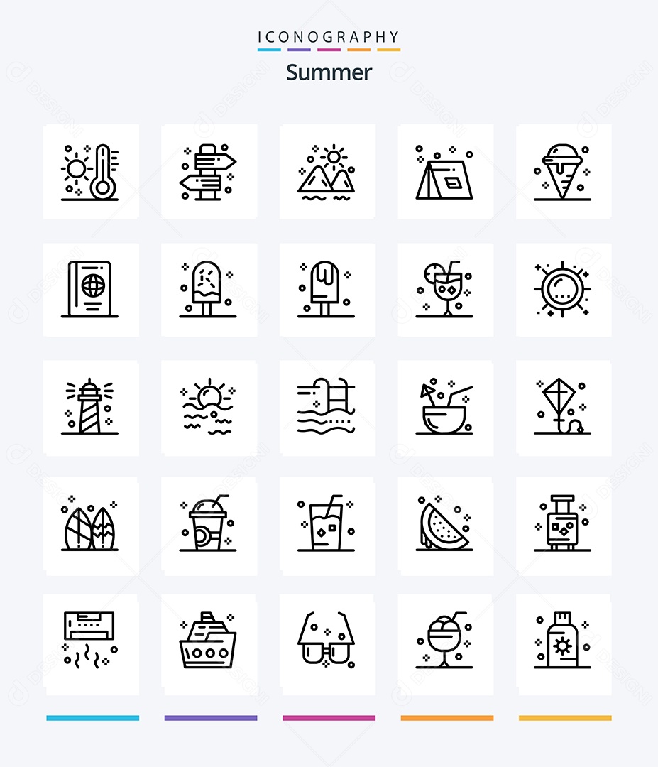 Conjunto de Ícones de Verão Ilustração Vetor EPS