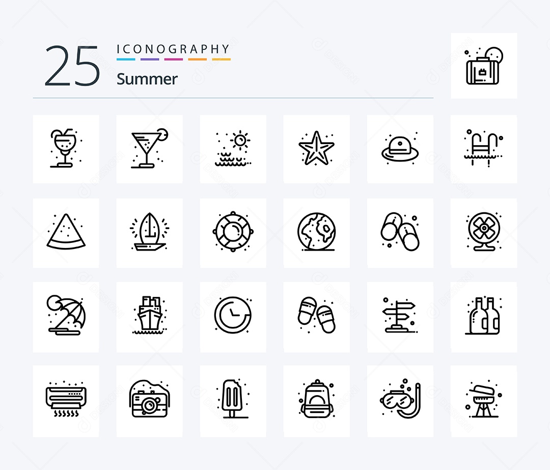 Conjunto de Ícones de Verão Ilustração Vetor EPS