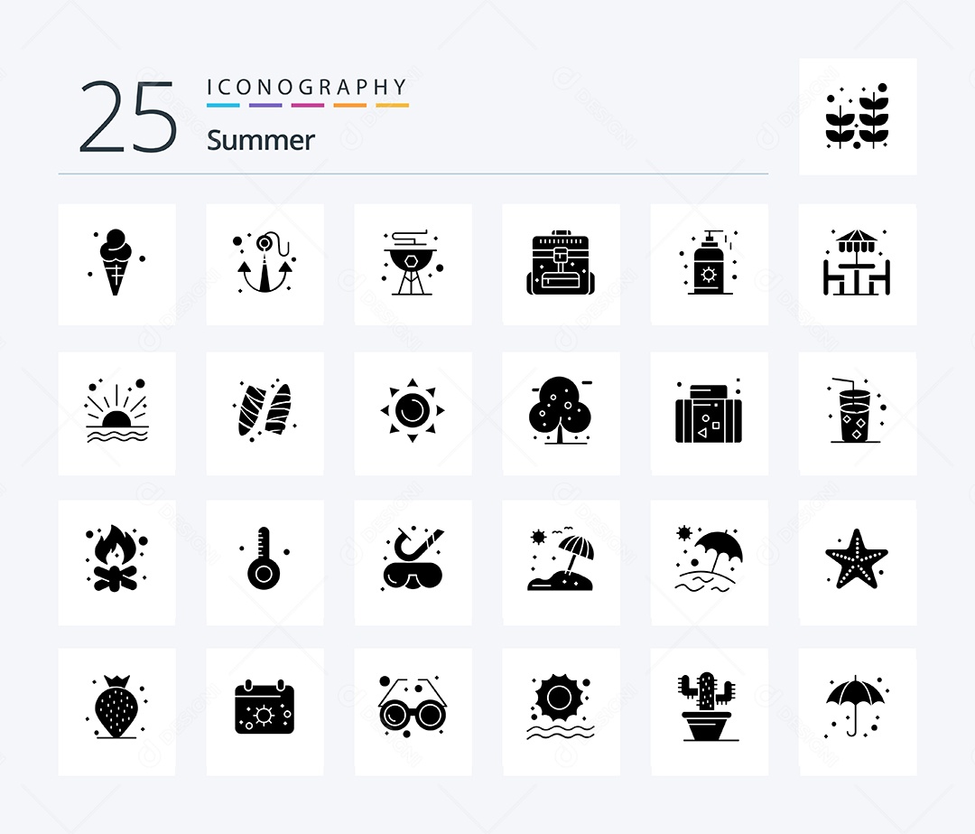 Conjunto de Ícones de Verão Ilustração Vetor EPS